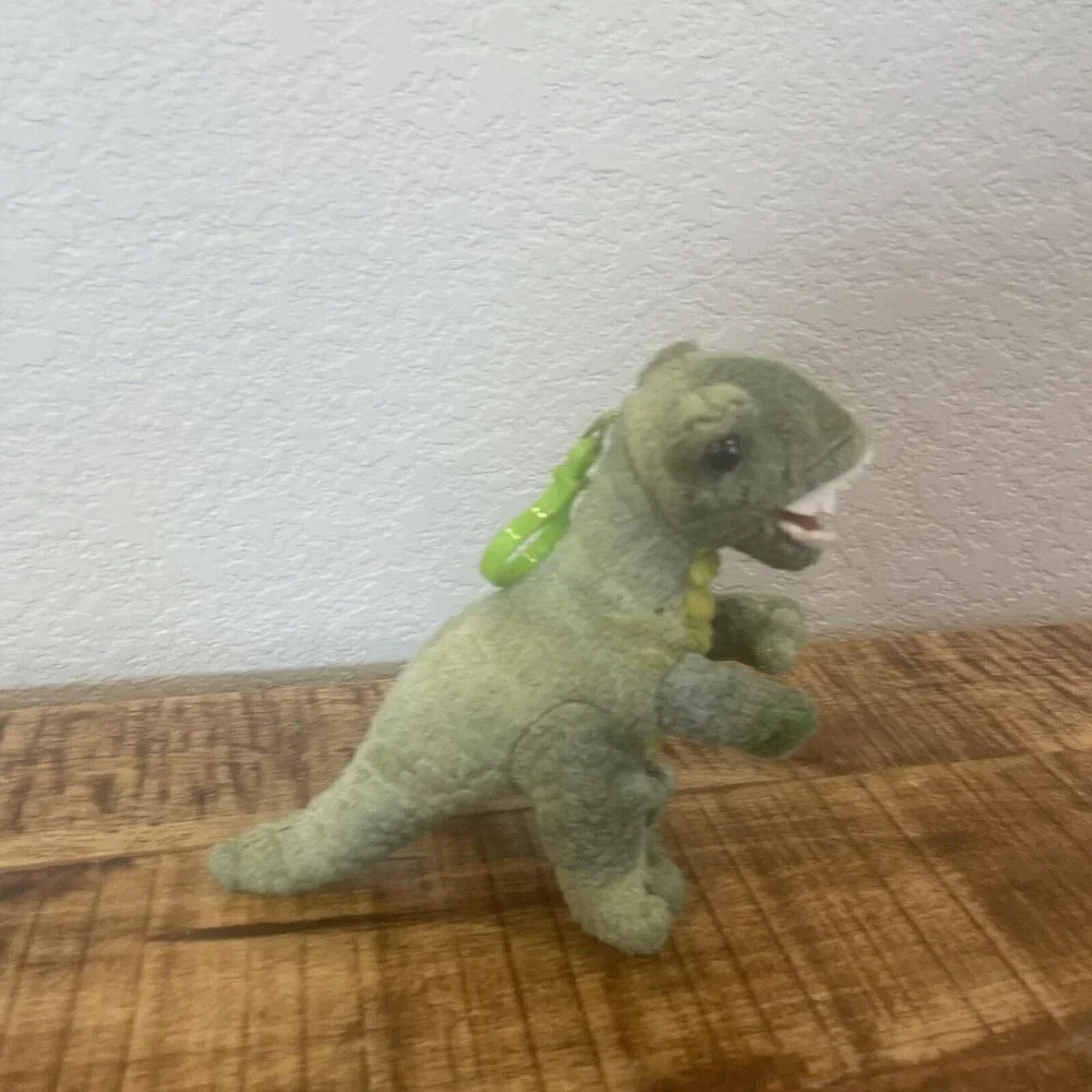 T Rex Dinosaur Backpack Clip Green Soft Plush Stuffed Animal Kids Toy